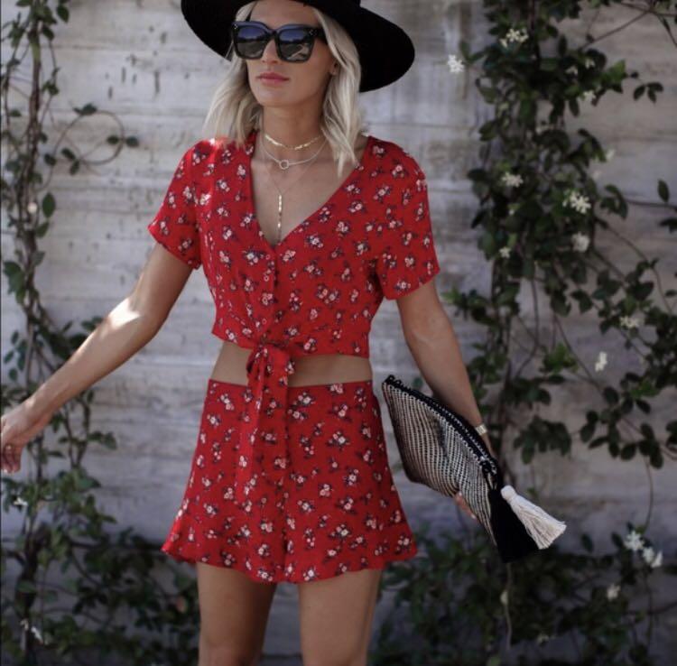American eagle red floral dress hot sale