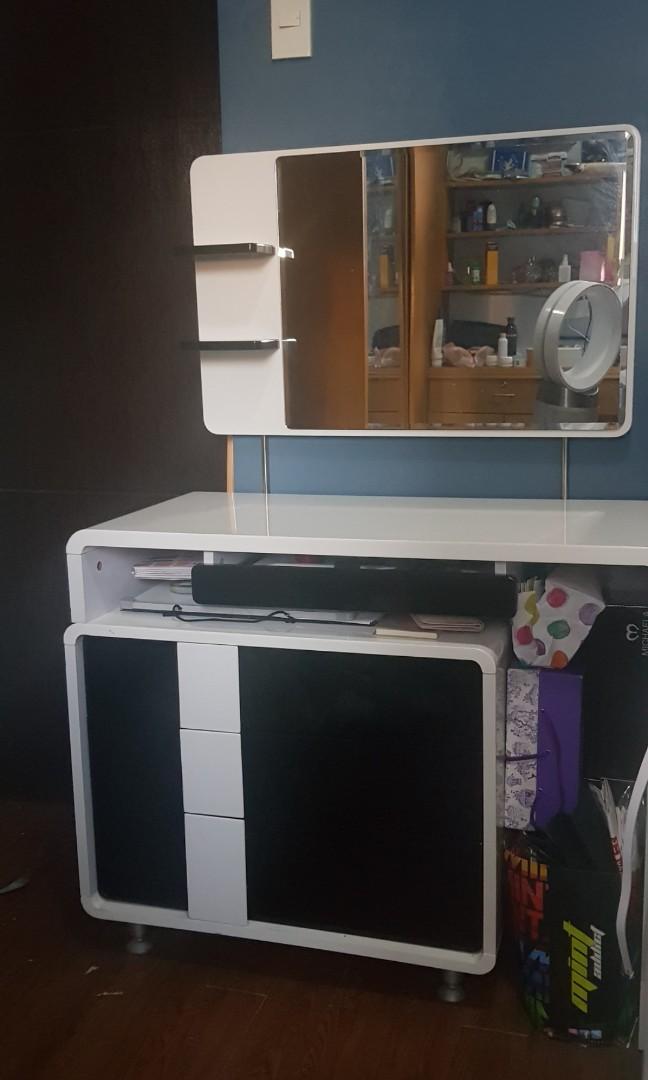 Repriced Black And White Dresser W Mirror And Chair On Carousell