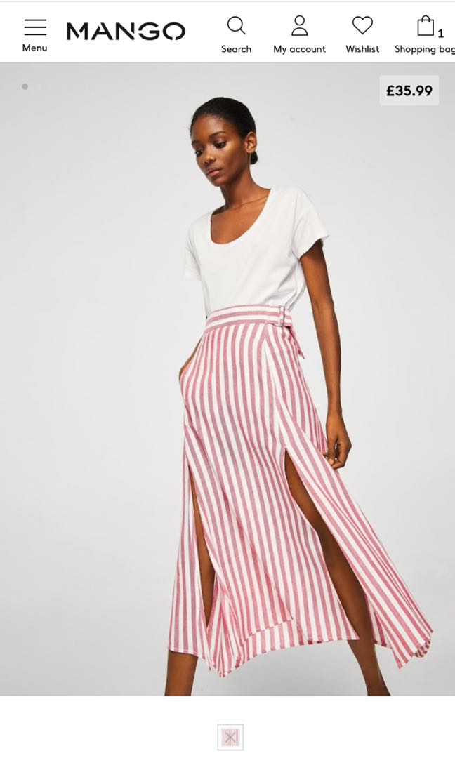 BN Mango Striped Linen Midi Skirt S Women s Fashion Bottoms