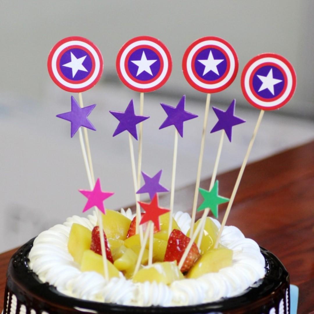 Captain America Shield Topper Stars Cake Toppers Design Craft