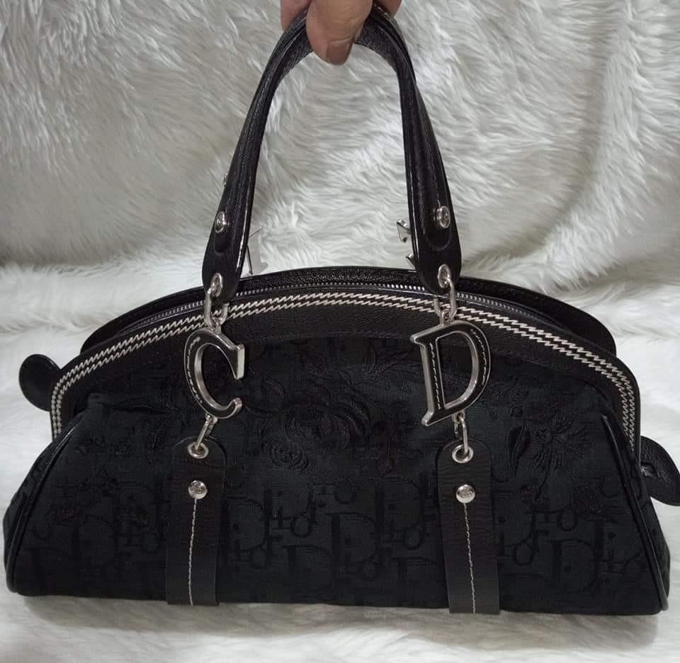 Christian Dior.. w/code, Ykk zipper, canvas embroidered flower frame