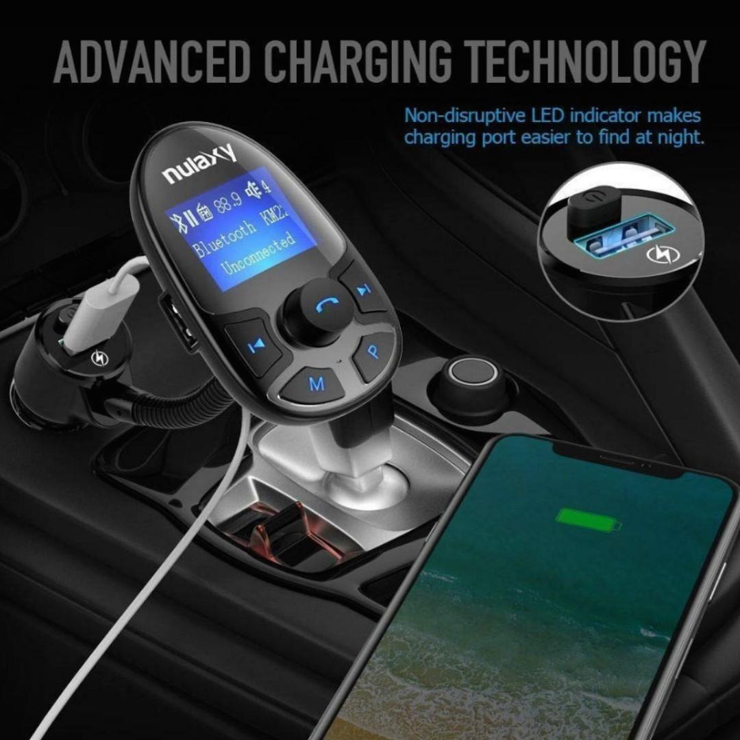 FM Transmitter, Nulaxy Wireless In Car FM Transmitter Bluetooth Car MP3