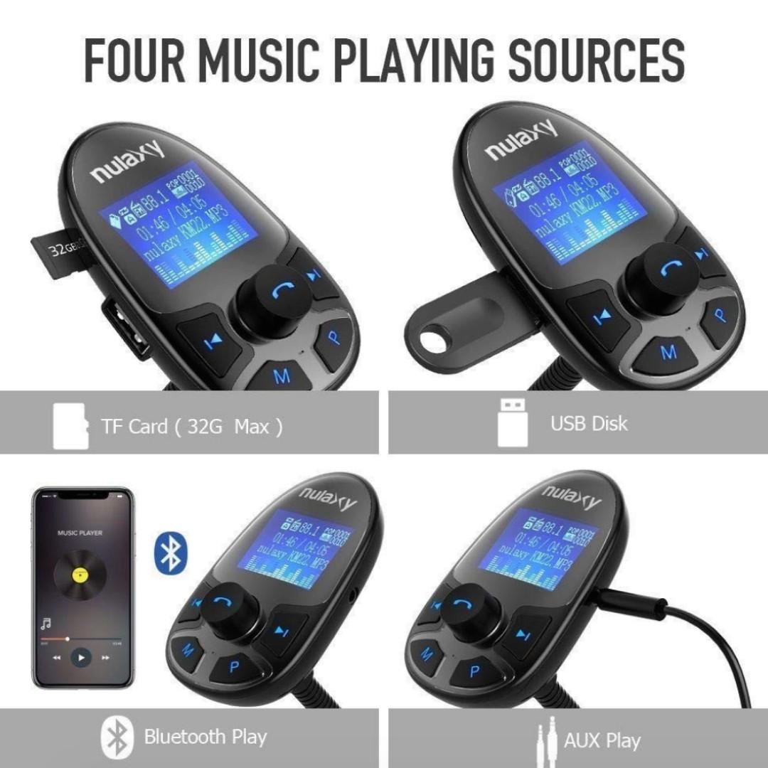 FM Transmitter, Nulaxy Wireless In Car FM Transmitter Bluetooth Car MP3