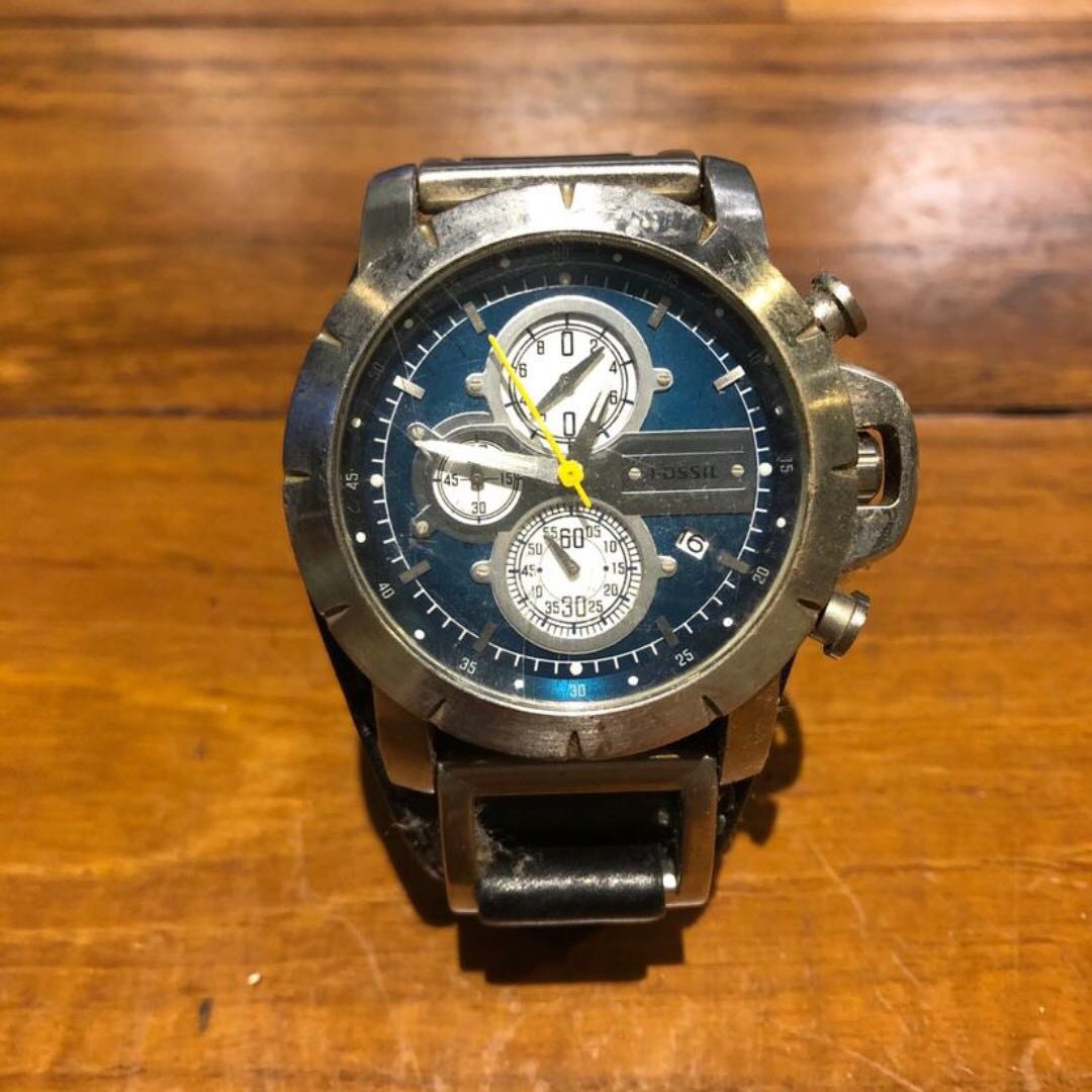 Fossil Jake Chronograph Brown Leather Watch JR1156 Men s Fashion Watches Accessories Watches on Carousell