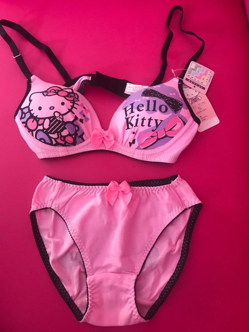 Hello Kitty Bra nd Panty Set, Women's Fashion, Swimwear, Rash guard on  Carousell