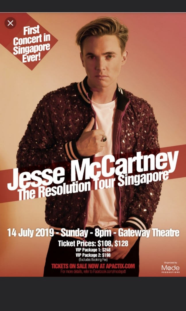 Jesse McCartney Concert Singapore, Tickets & Vouchers, Local