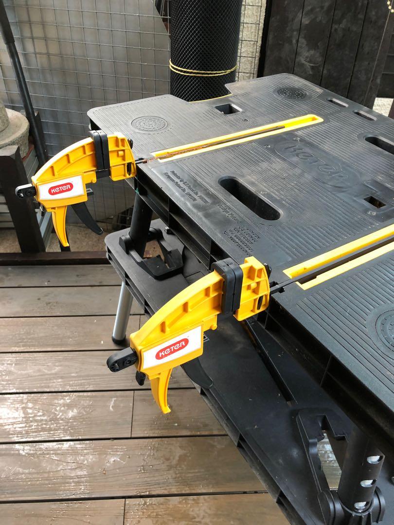 Keter Folding Compact Workbench Sawhorse Work table with Clamps