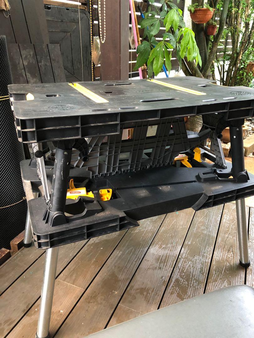 Keter Folding Compact Workbench Sawhorse Work Table With Clamps