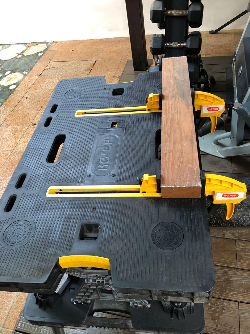 Keter Folding Compact Workbench Sawhorse Work Table With Clamps