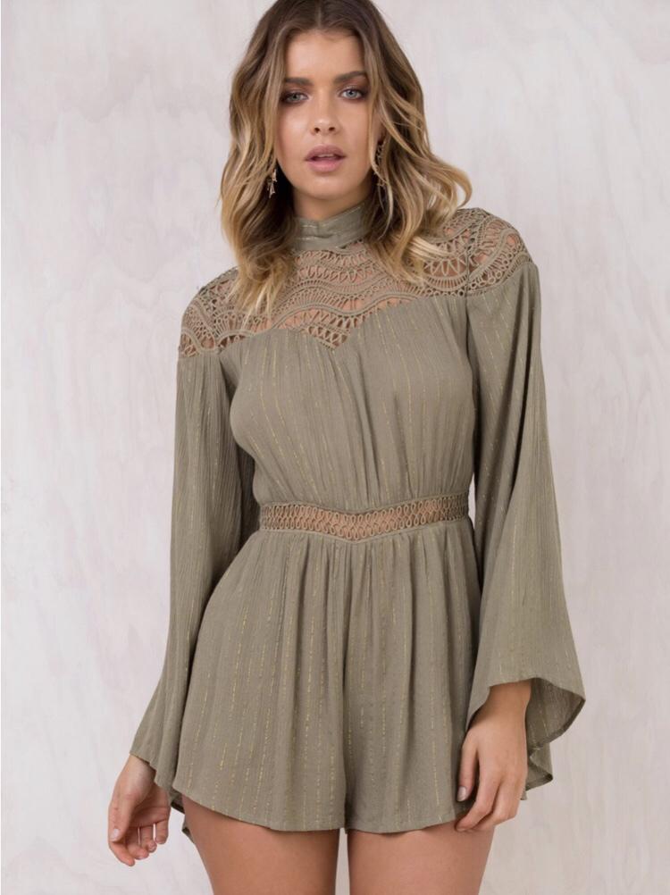 high neck long sleeve playsuit