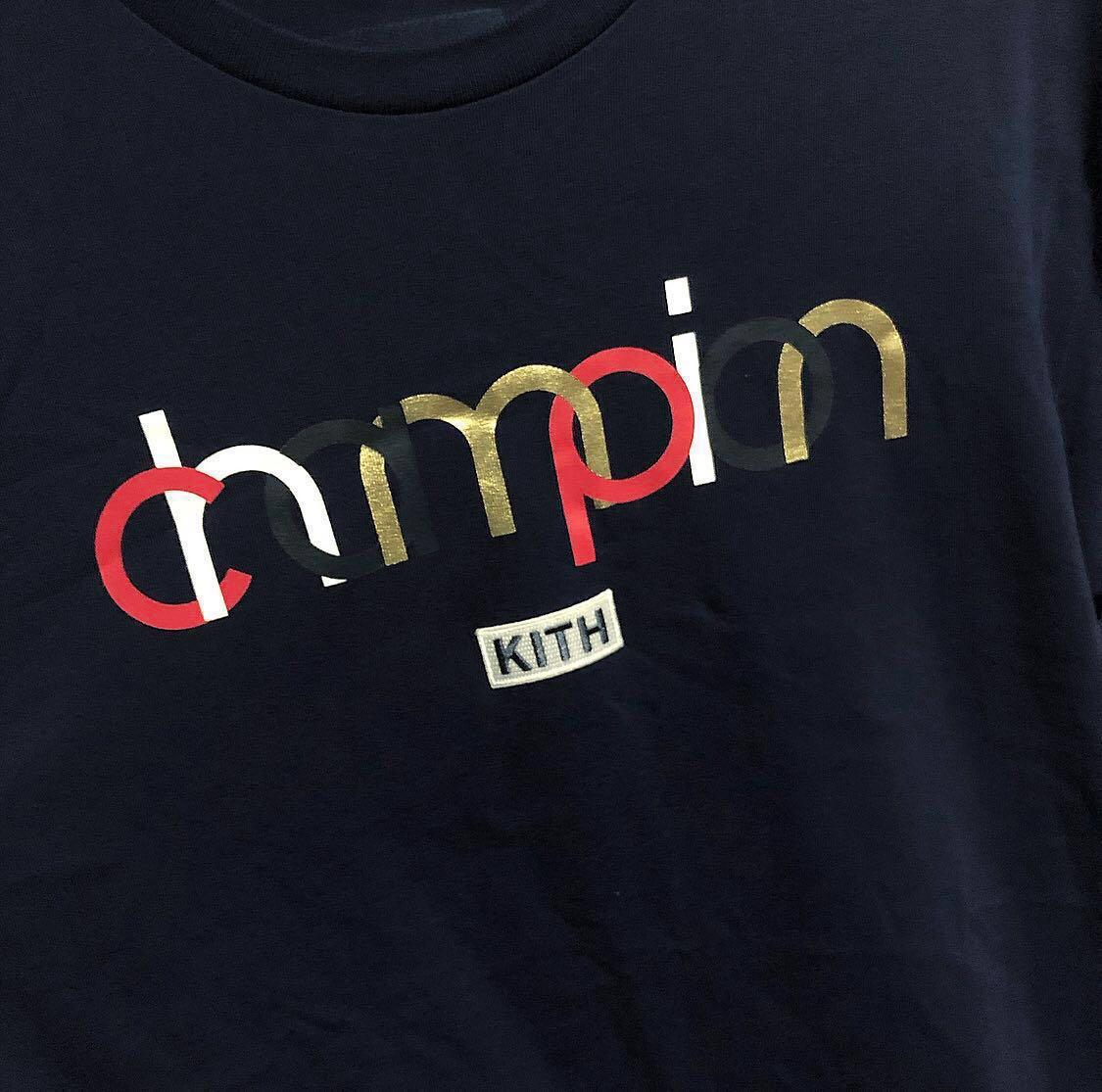 Kith X Champion Logo Navy Blue Tee, Men'S Fashion, Tops & Sets, Tshirts &  Polo Shirts On Carousell
