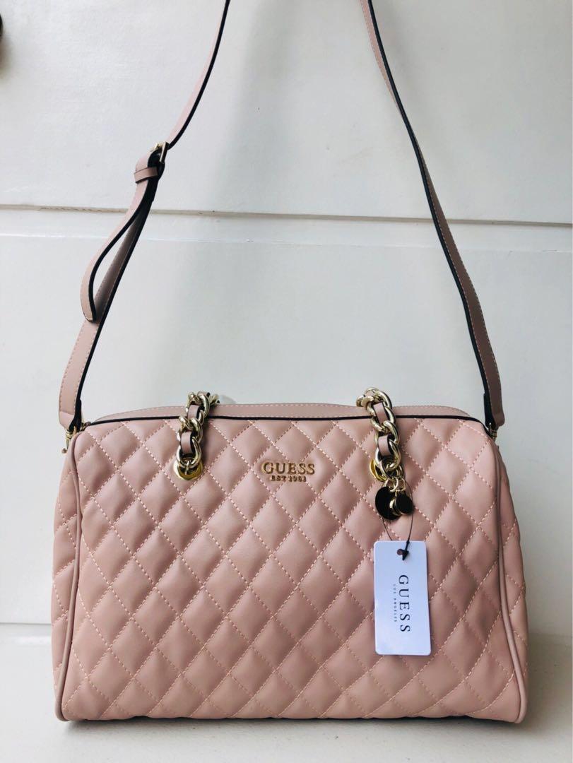 ORIGINAL Guess Sweet Candy Large Quilted Satchel blush