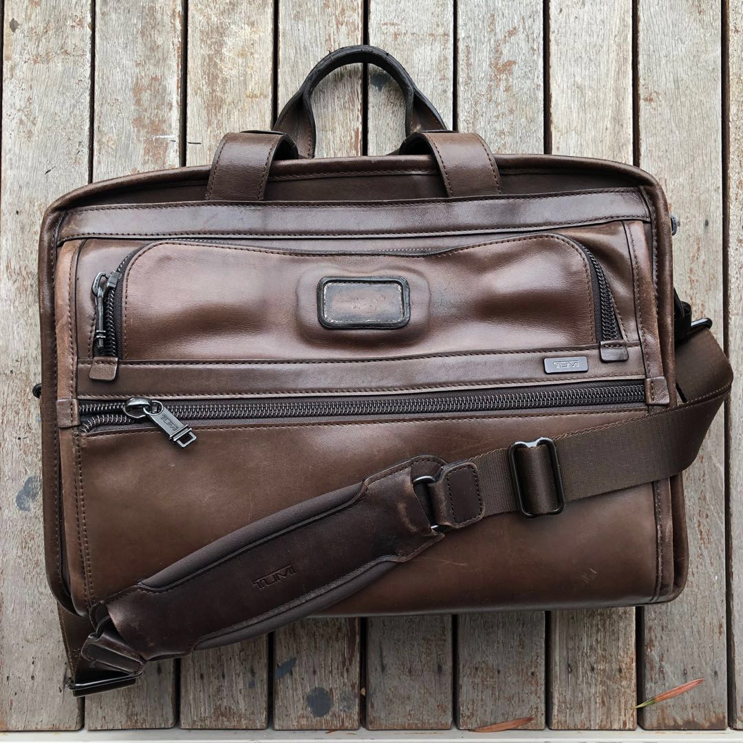 Rare Tumi Alpha Brown Napa Leather Bag Men s Fashion Bags