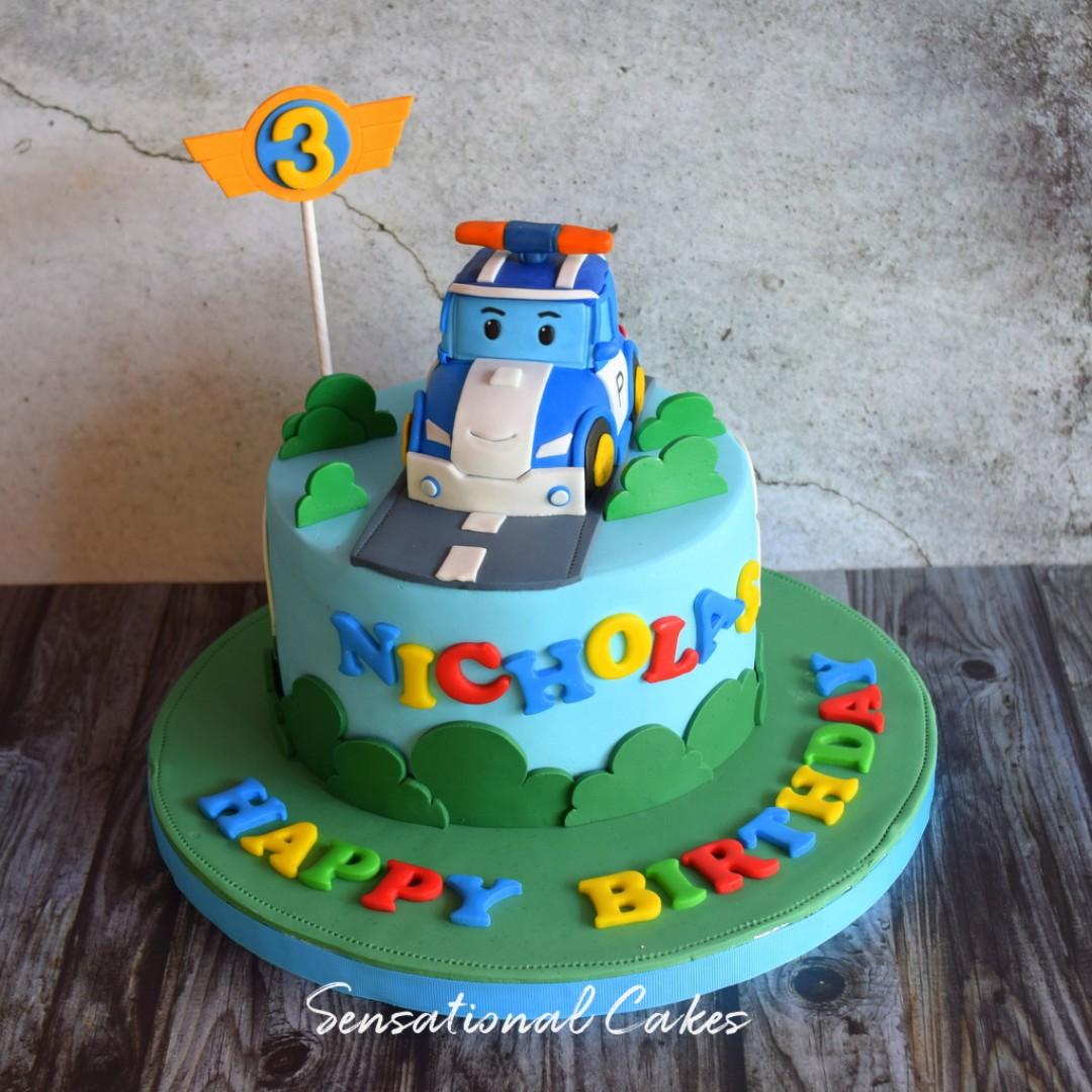 Robo Police Car 3d Children Boy Theme 3d Customized Cake