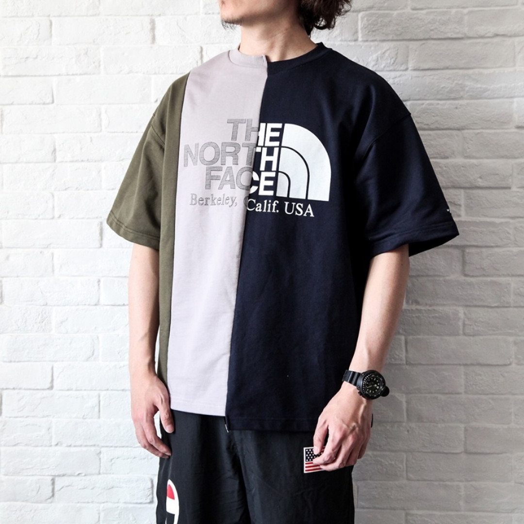 the north face purple label asymmetry logo tee