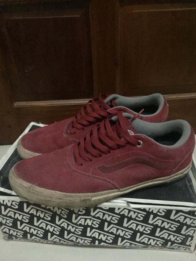 Vans Euclid Red Skate Bukan Oldskool Authentic Slip On