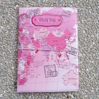 Passport Holder - World Map (pink)