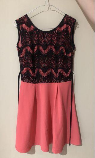 Coral Black Lace Dress