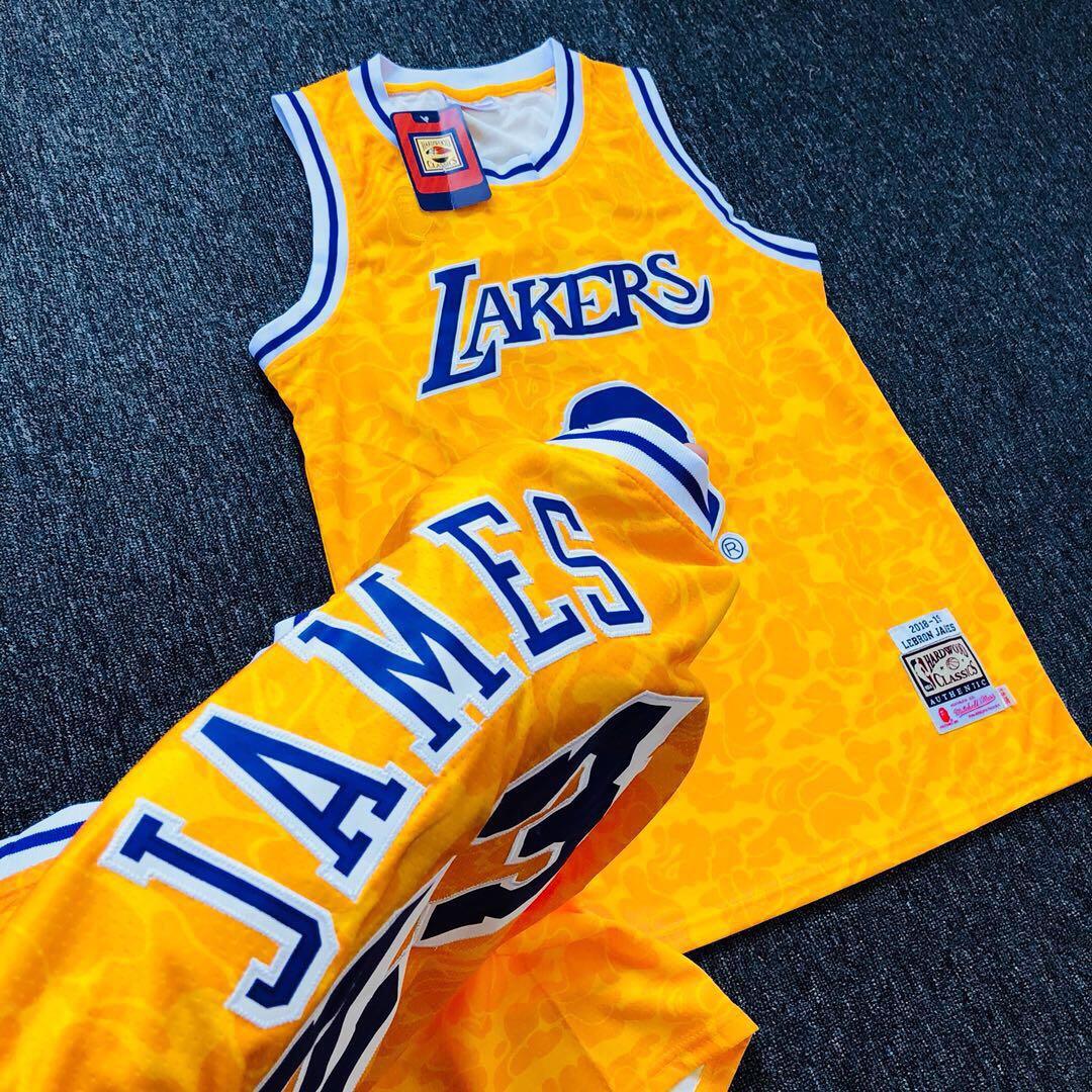BAPE x Mitchell & Ness Lakers ABC Yellow Basketball Swingman Jersey