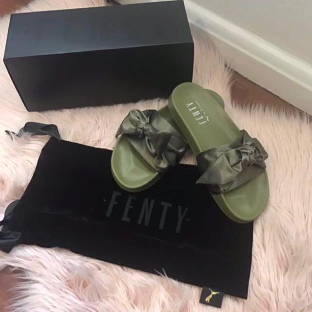 puma slides green