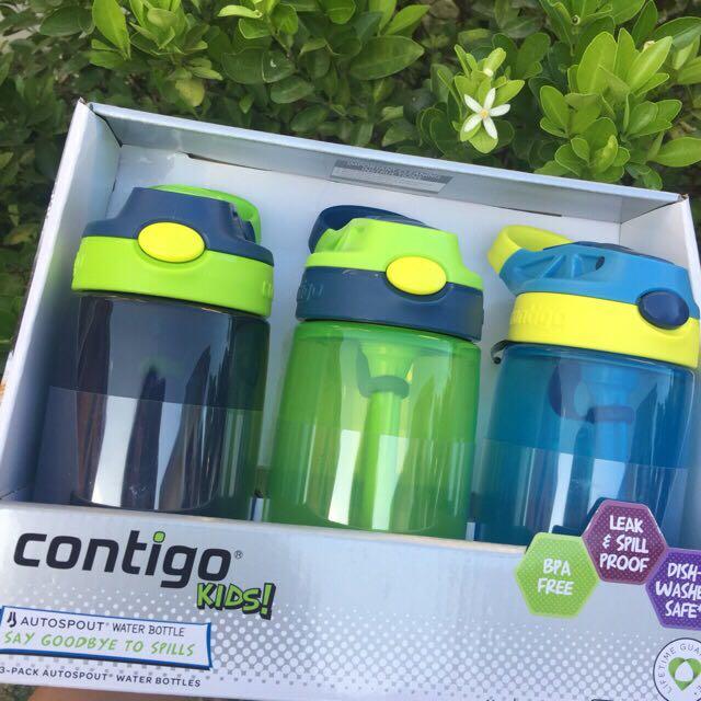 14 oz #NIP# Contigo Kids Autospout Water Bottles 3 pack Spill Proof BPA FREE 