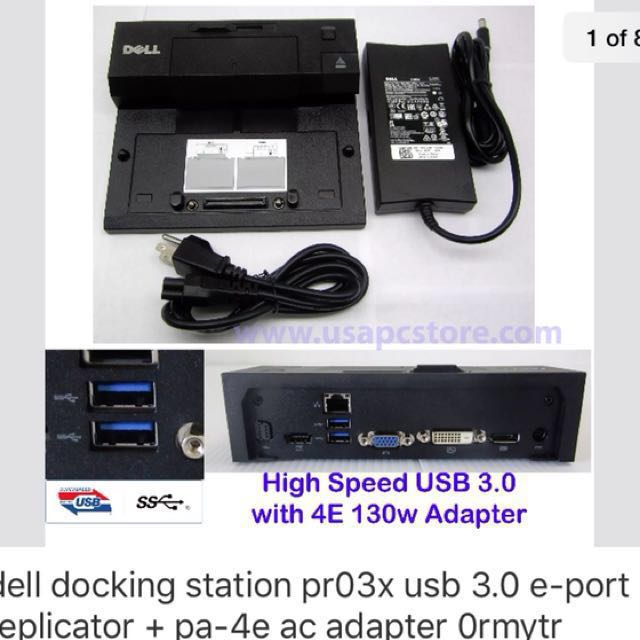 Dell Docking Station Pr03x Usb 3 0 Eport Ac Adapter 3 Extra Travel Battery Leads Electronics Computer Parts Accessories On Carousell