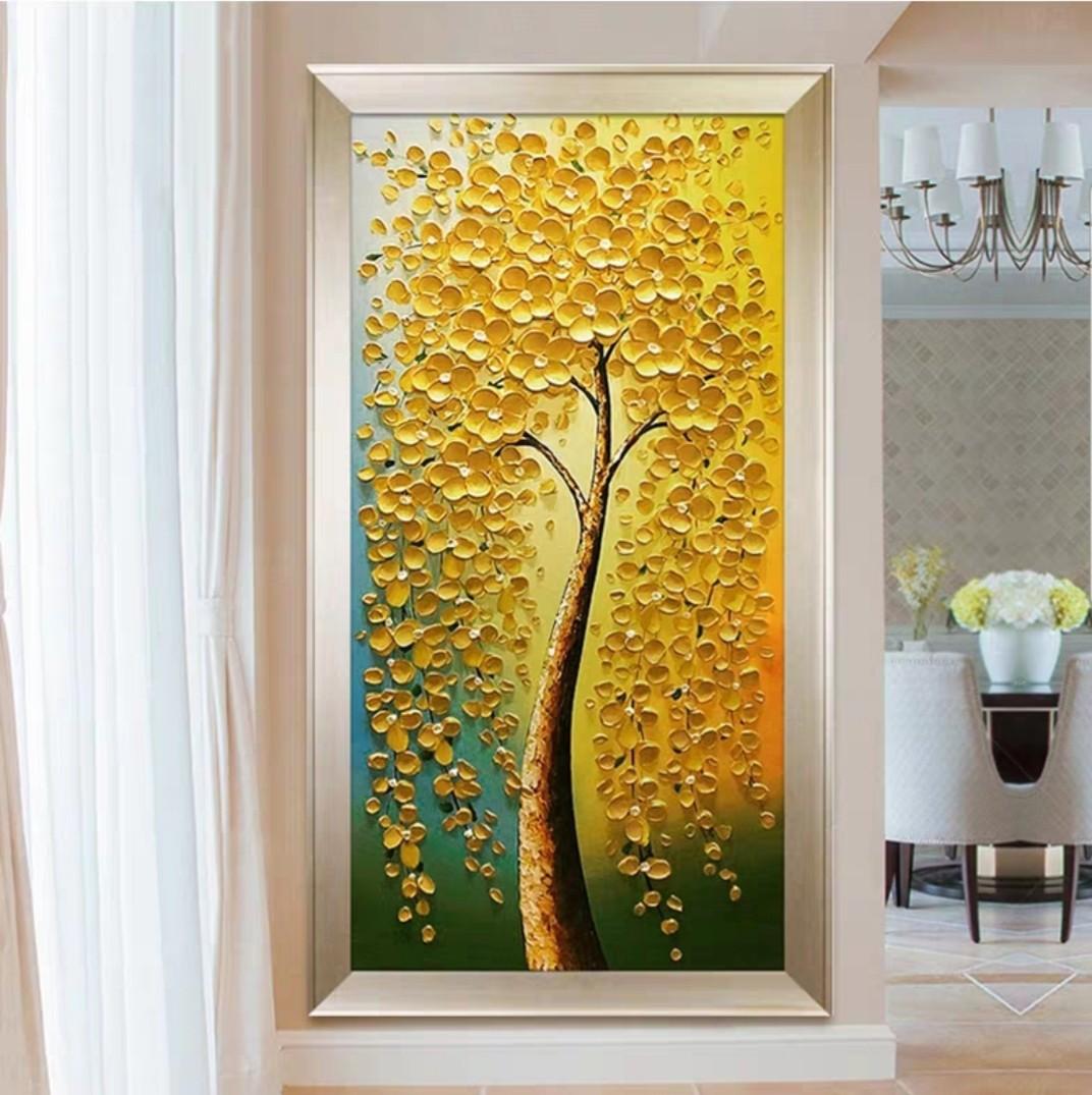 Diy Full Drill 5d Diamond Painting Golden Tree Design Craft