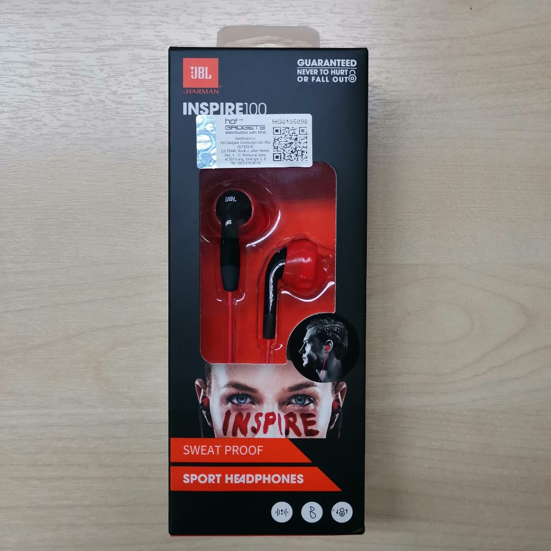 Jbl Inspire 100 Sports Earphones Black Red Electronics Audio On Carousell