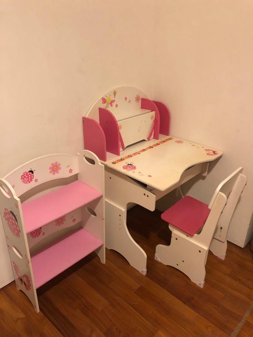 Kids Study Table Chair And Bookshelf Furniture Tables Chairs