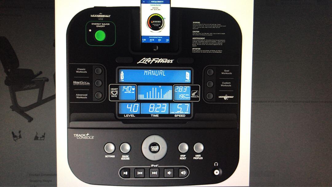 Life Fitness Track Console / Track Recumbent Lifecycle Exercise Bike