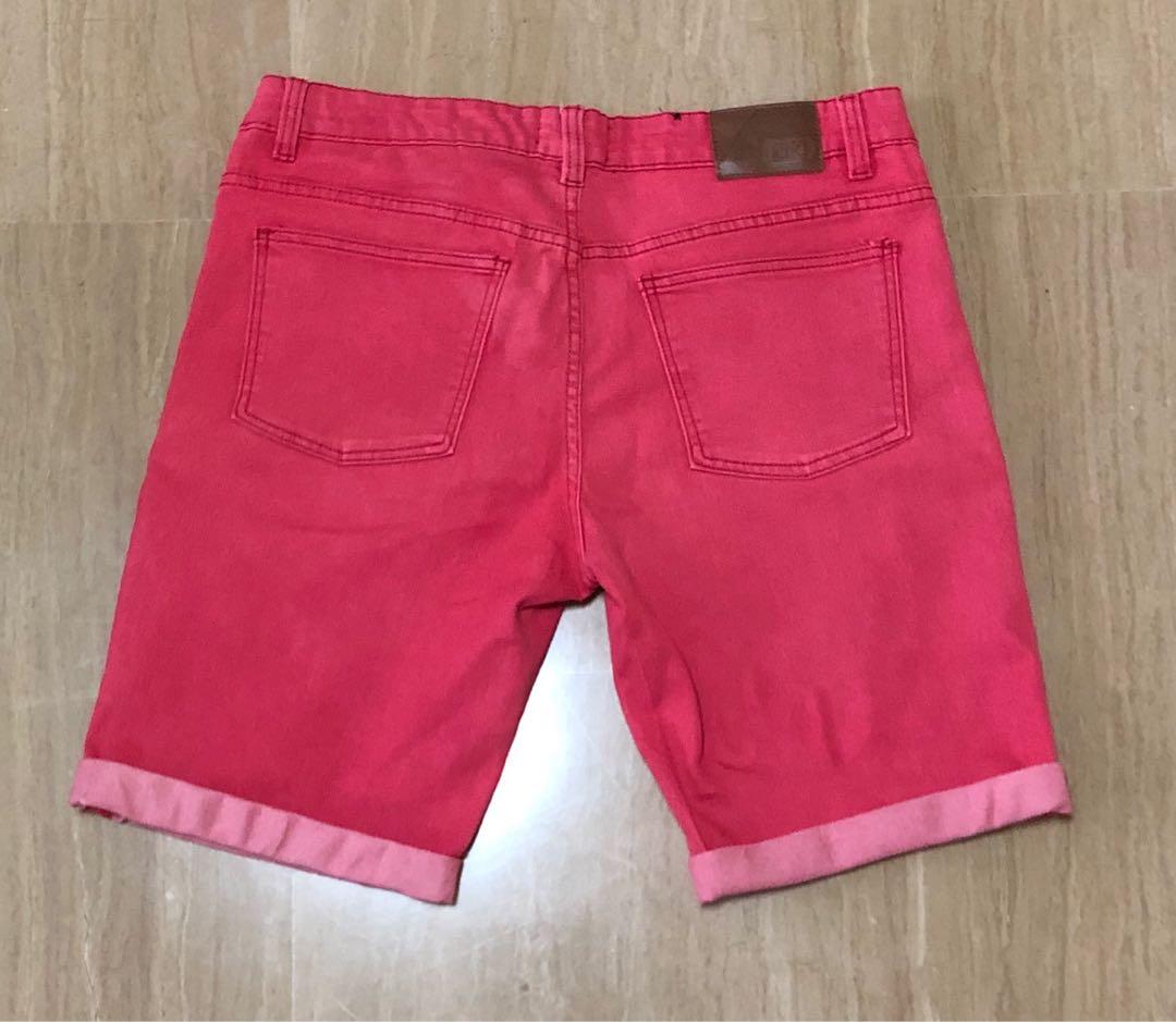 mens pink jean shorts