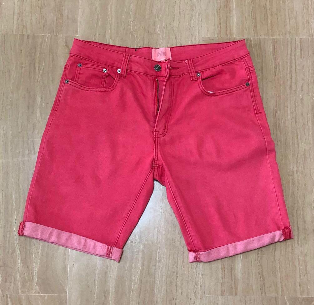 mens pink denim