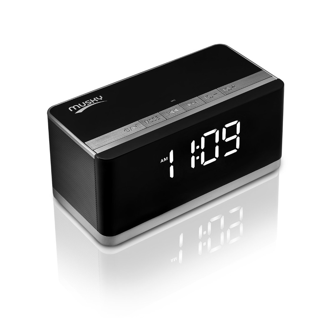 Musky DY27 Portable Clock Alarm Wireless Bluetooth Speaker with FM