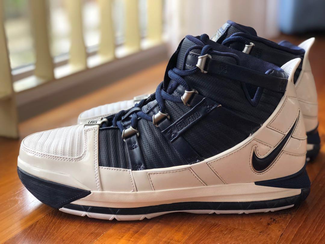 Nike Zoom LeBron 3 QS White Navy Men s Fashion Footwear