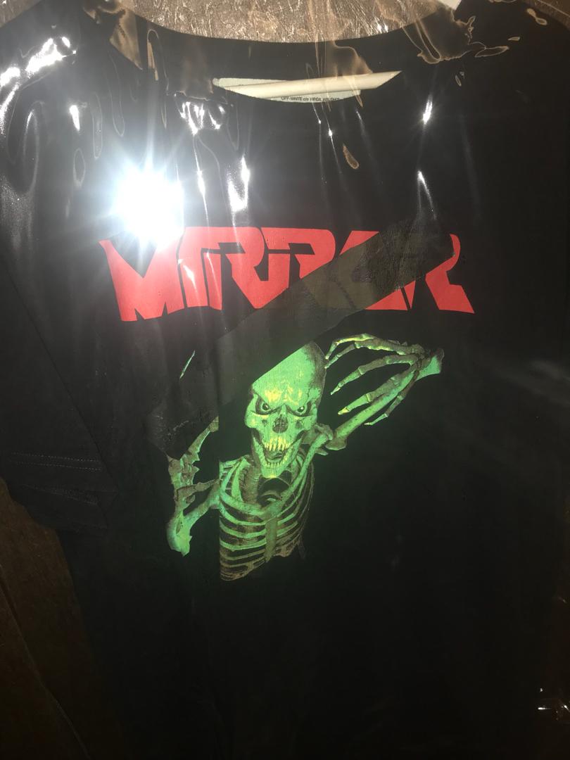 Off white skull mirror tee used once XXL Men s Fashion Tops Sets Tshirts Polo Shirts on Carousell