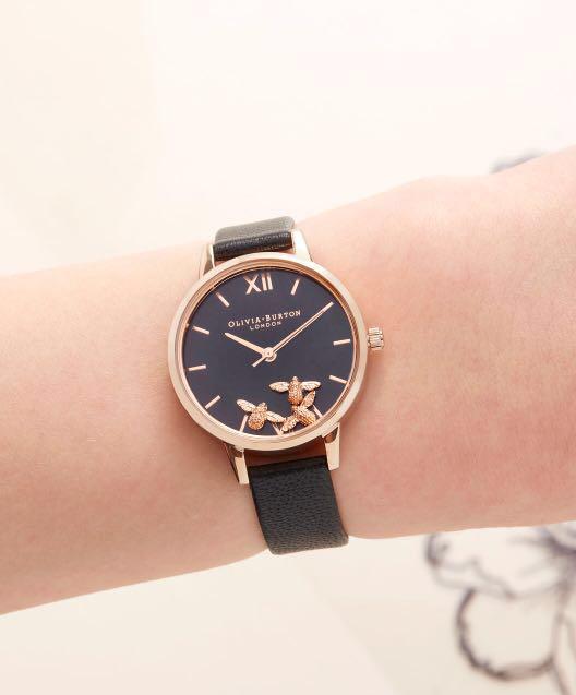olivia burton watches black and rose gold