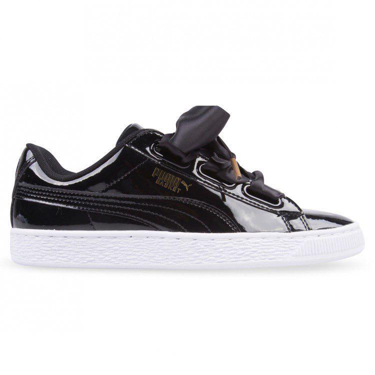 Puma basket heart trainers black white