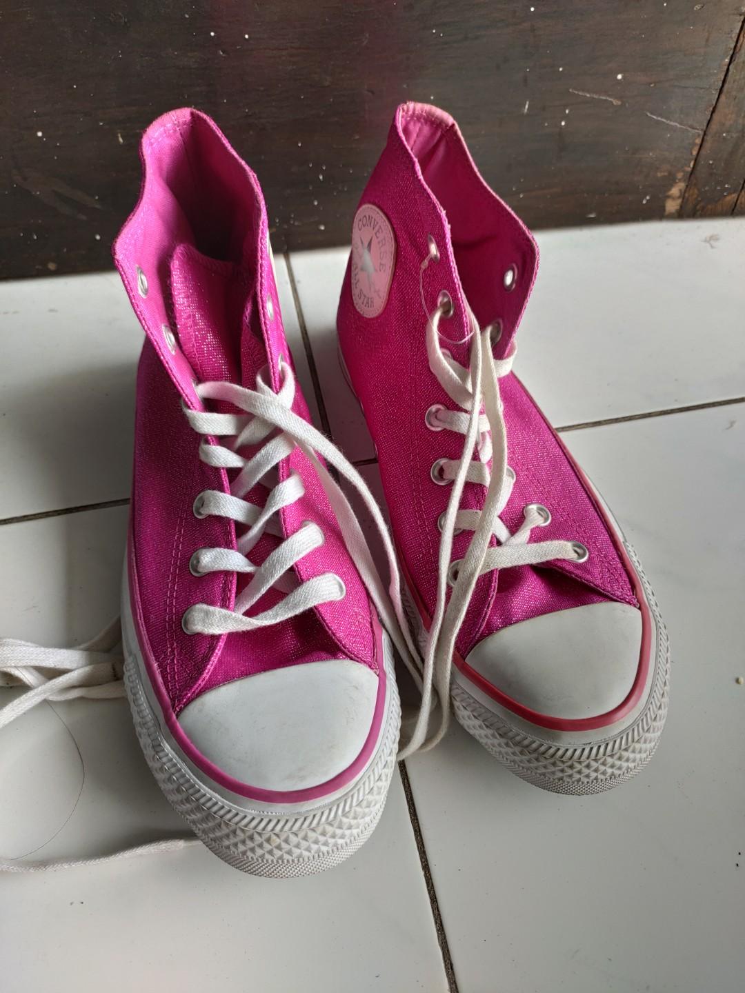 Sepatu Converse Hi Pink Shiny Women S Fashion Women S Shoes On Carousell