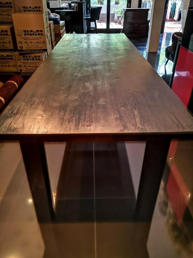 Solid Wood Dining Table, 3M Long - Sgd 500, Furniture & Home Living,  Furniture, Tables & Sets On Carousell