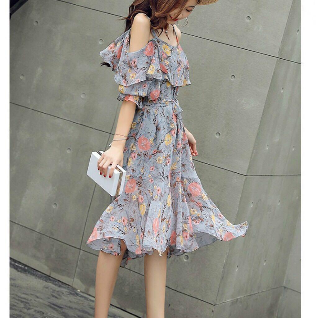 Women S Fashion Summer Korean Sweet Sling Floral Dress Strapless Swing Skirt Women S Fashion Clothes Dresses Skirts On Carousell