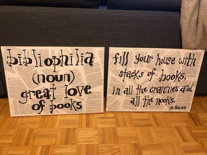 Literary Wall Art Prints - Collaged and Painted