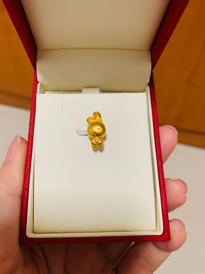 999 Gold Pendant Rabbit Pandora Charm Women s Fashion Jewelry