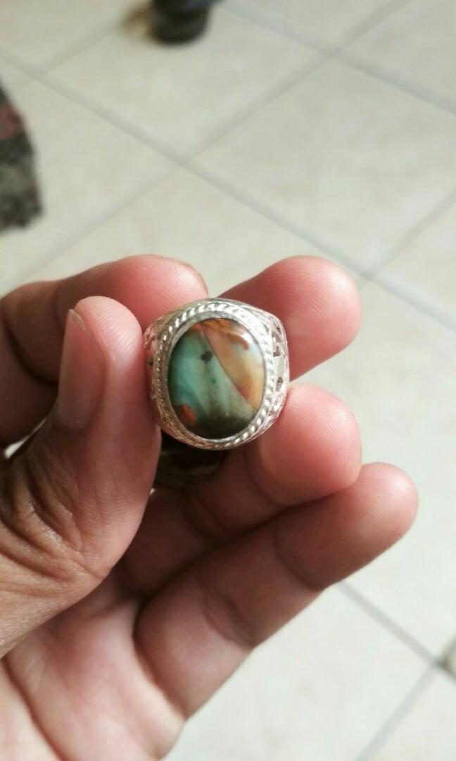 Batu Cincin Akik Pancawarna Khas Edong Tembus Kristal Men S