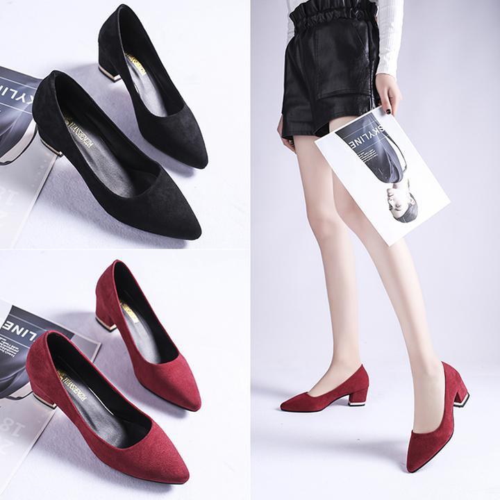 Black short heels pumps, Women's 