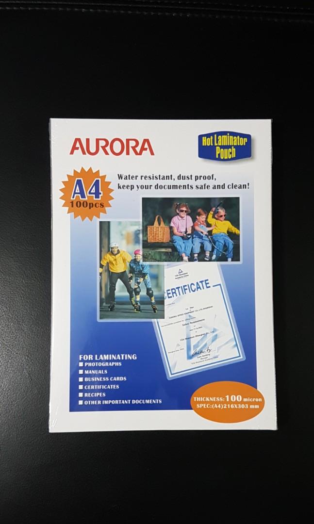 Bn Aurora A4 Hot Laminator Pouch Laminating Film Books Stationery Stationery On Carousell