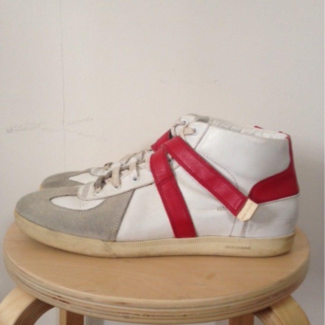 red & white sneakers