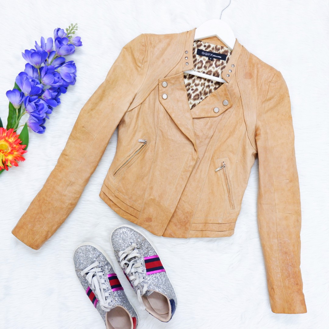 GGPX New York Leather Jacket Women s Fashion Coats Jackets and Outerwear on Carousell