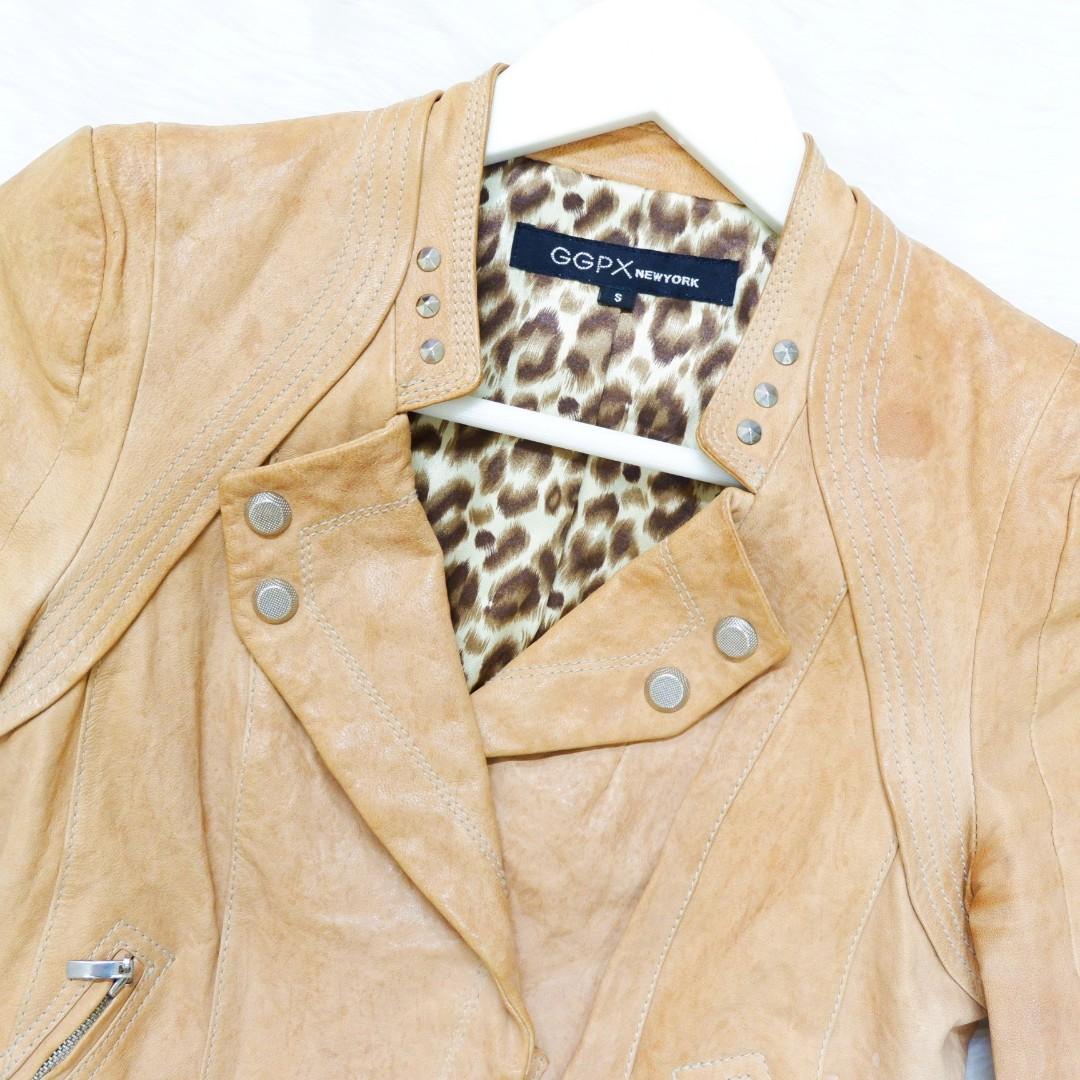 GGPX New York Leather Jacket Women s Fashion Coats Jackets and Outerwear on Carousell