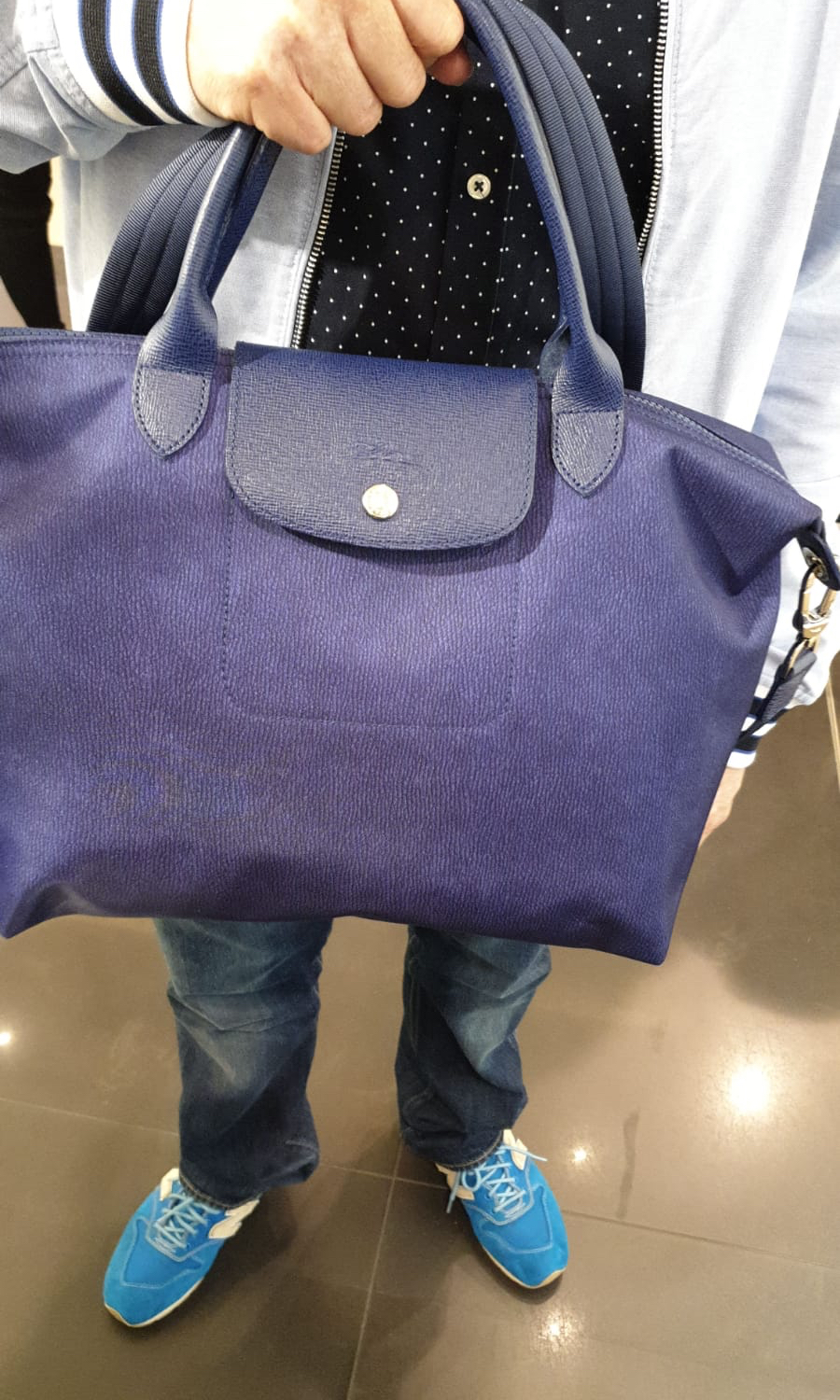 Longchamp Le Pilage Neo Denim Women S Fashion Bags Wallets Purses Pouches On Carousell