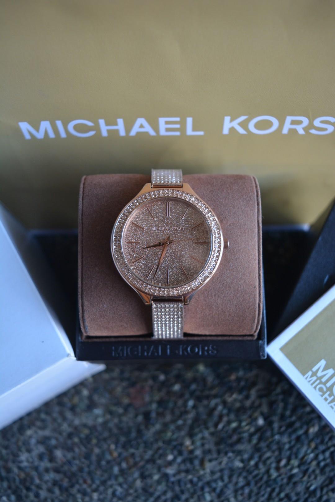 Michael Kors Slim Runway Crystal Pave Rosegold-tone Ladies (MK3251), Women's Fashion, Watches & Accessories, Watches on Carousell
